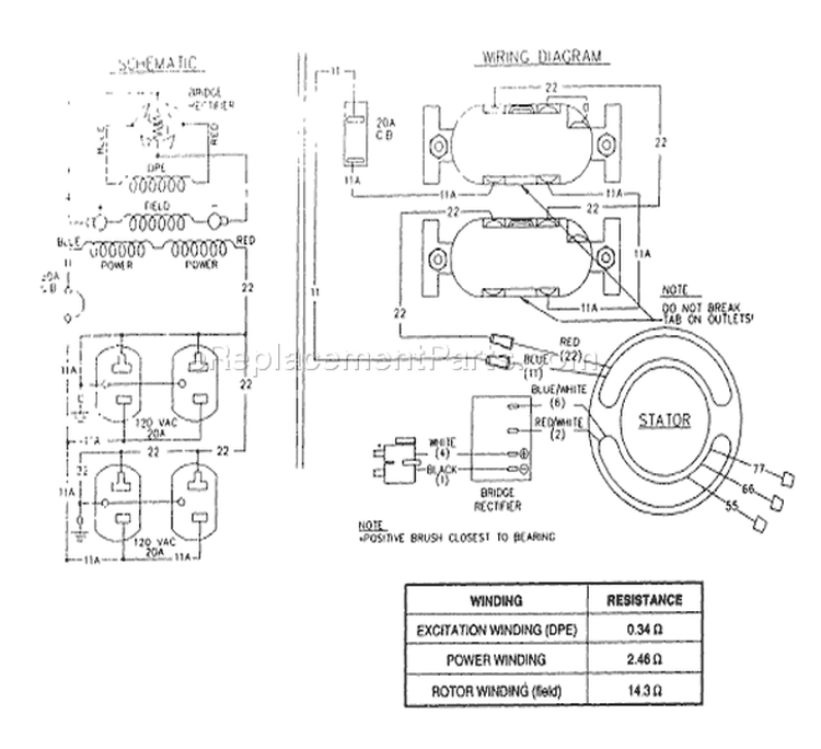 Page E Diagram and Parts List for 9446-2  Briggs and Stratton Generator